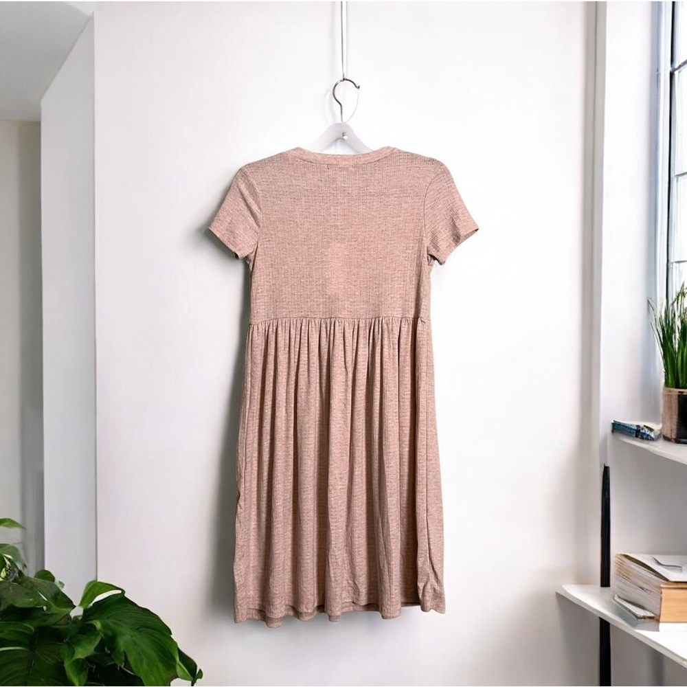 See You Monday - Baby Doll T-Shirt Dress - Tan/Cream - Picture 11 of 11